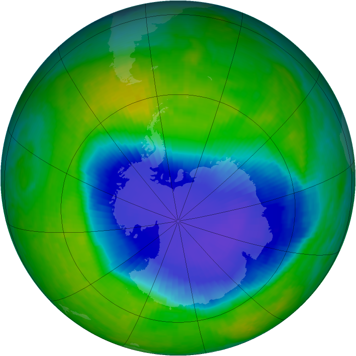 Antarctic ozone map for 22 November 1998